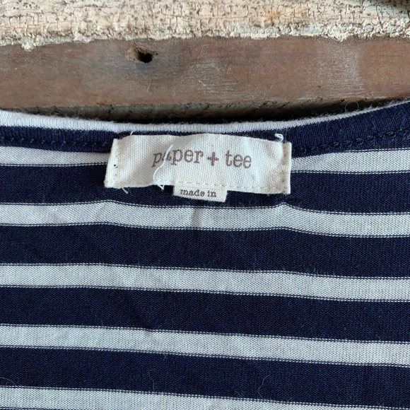 Navy and white striped tissue tee. - Picture 4 of 4